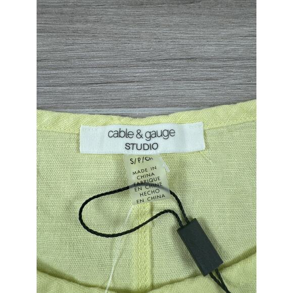Cable & Gauge Women's Linen Blend Button‎ Detail Top Blouse - Small, Yellow, NWT - Picture 4 of 7